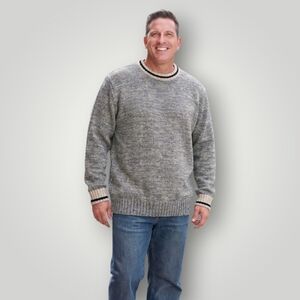 Bruzer Work Sock Crew Sweater XL Gray Marl New 100% Cotton Varsity Stripe